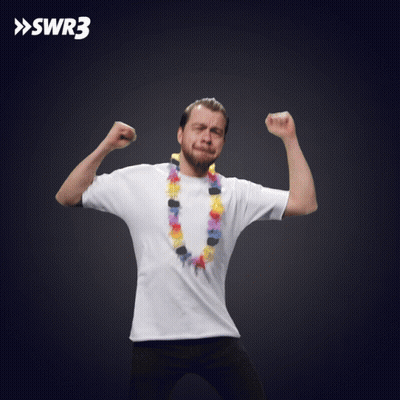 Man In Hawaiian Lei And White Shirt With SWR3 GIF