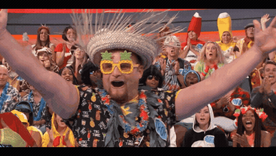Man In Hawaiian Shirt And Straw Hat GIF