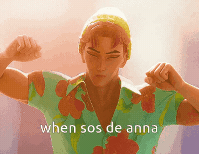 Man In Hawaiian Shirt Flexing Muscles Saying When Sos De Anna GIF