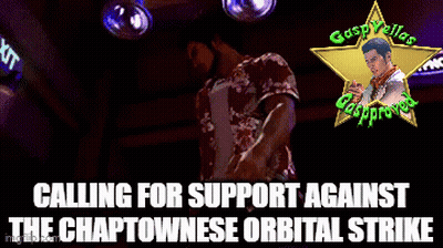 Man In Hawaiian Shirt In Front Of Gospel Yells Sign GIF