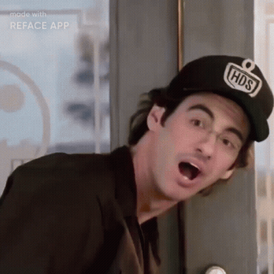 Man In HDS Hat Standing Open Mouthed At Door GIF