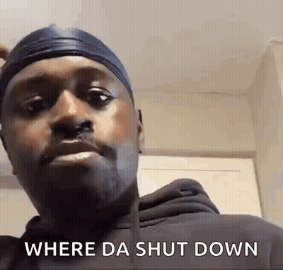 Man In Headband And Black Hoodie Says Where Da Shut Down GIF