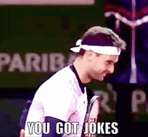 Man In Headband Holding Tennis Racquet You Got Jokes GIF