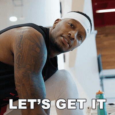 Man In Headband Saying Let's Get It GIF