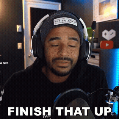 Man In Headphones And Beanie Says Finish That Up GIF