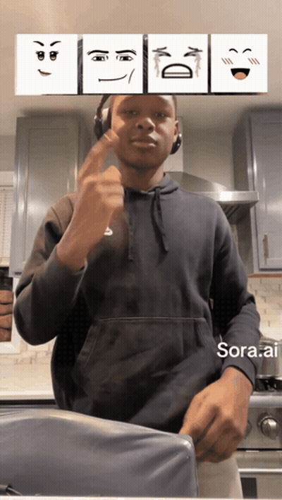 Man In Headphones And Black Hoodie With Sora.ai GIF