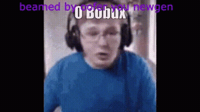 Man In Headphones And Blue Shirt Beamed By O Bobux GIF