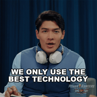 Man In Headphones And Blue Vest We Only Use The Best Technology GIF