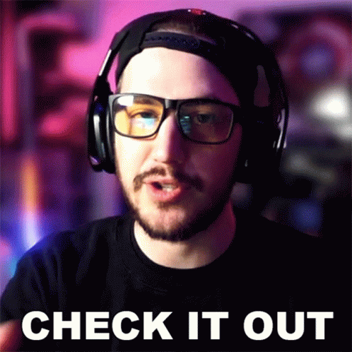 Man In Headphones And Glasses With Check It Out Below GIF