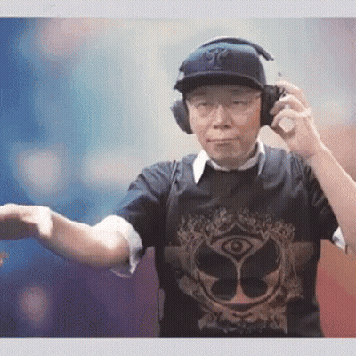 Man In Headphones And Hat Dancing In Club GIF