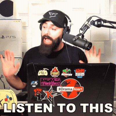 Man In Headphones And Hat Saying Listen To This GIF