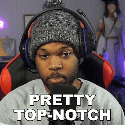 Man In Headphones And Hat Saying Pretty Top Notch GIF
