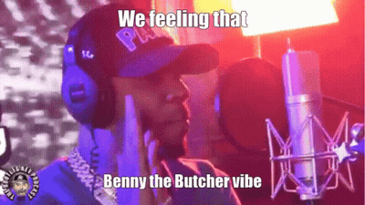 Man In Headphones And Hat Singing Into Mic Benny The Butcher Vibe GIF
