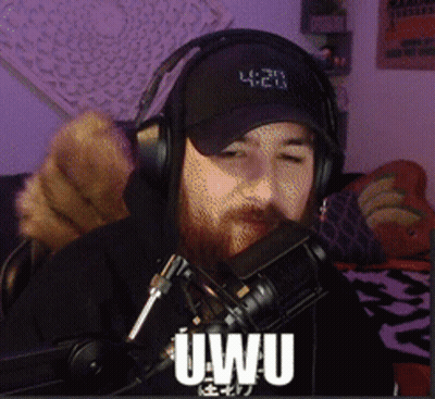 Man In Headphones And Hat Talking Into Microphone Uwu GIF