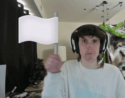 Man In Headphones And Miami Shirt Holding White Flag GIF