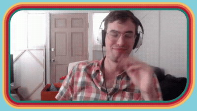 Man In Headphones And Plaid Shirt Making Face GIF