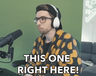 Man In Headphones And Polka Dot Shirt Says This One Right Here GIF