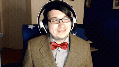 Man In Headphones And Red Bow Tie Smiling GIF