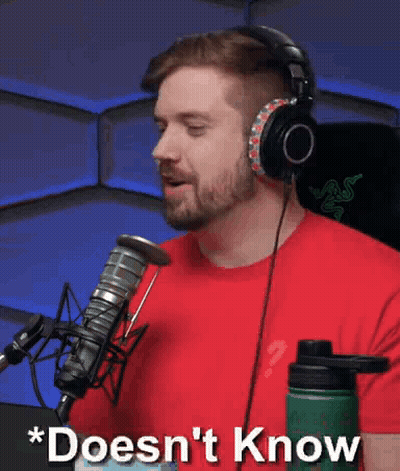 Man In Headphones And Red Shirt Saying Doesn't Know GIF