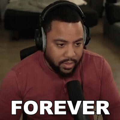 Man In Headphones And Red Shirt Saying Forever GIF