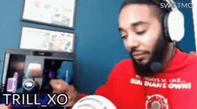 Man In Headphones And Red Shirt Saying Trill GIF