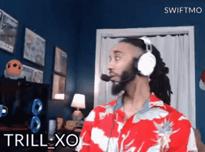 Man In Headphones And Red Shirt Says Trill-Xo GIF