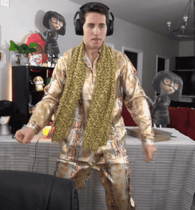 Man In Headphones And Scarf Dancing GIF