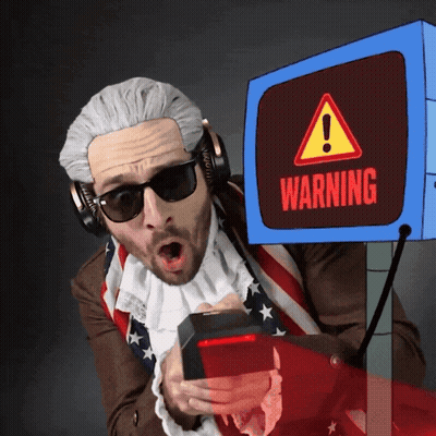 Man In Headphones And Sunglasses By Warning Sign GIF