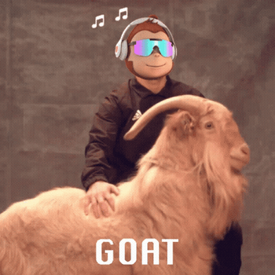 Man In Headphones And Sunglasses Riding Goat GIF