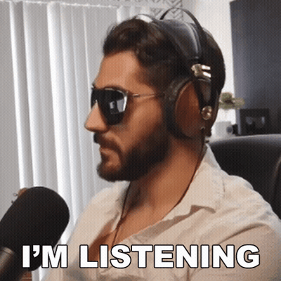 Man In Headphones And Sunglasses Says I'm Listening GIF