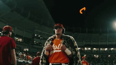 Man In Headphones And Vols Shirt With Vols Logo GIF