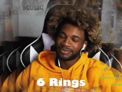 Man In Headphones And Yellow Hoodie With 6 Rings GIF