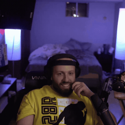 Man In Headphones And Yellow Shirt Saying AB2 GIF