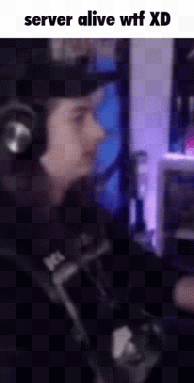 Man In Headphones At Computer With Server Alive WTF XD GIF