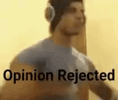Man In Headphones At Door Saying Opinion Rejected GIF