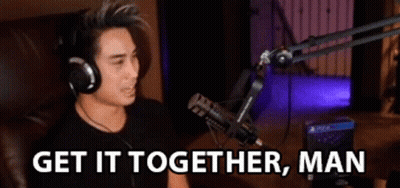 Man In Headphones At Mic Saying Get It Together GIF