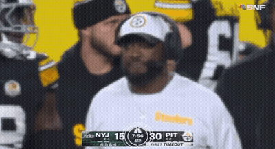 Man In Headphones Before Steelers Vs Jets Scoreboard GIF