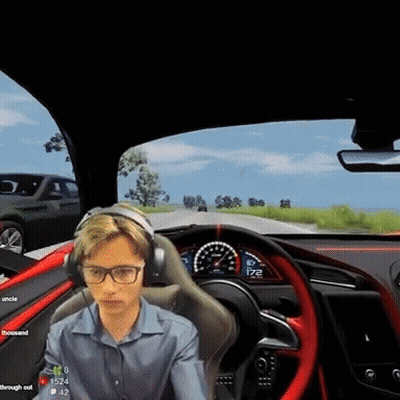 Man In Headphones Driving Car With Speedometer 122 GIF