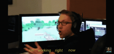 Man In Headphones Glasses Playing Video Game Says I'm Working Right Now GIF