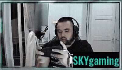 Man In Headphones Playing Skygaming GIF
