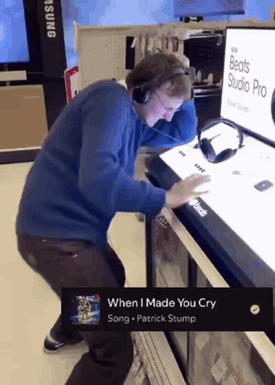 Man In Headphones Playing When I Made You Cry By Patrick Stump GIF