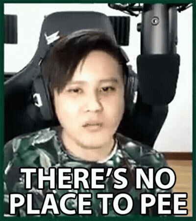 Man In Headphones Saying There's No Place To Pee GIF