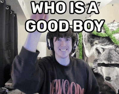 Man In Headphones Saying Who Is A Good Boy GIF