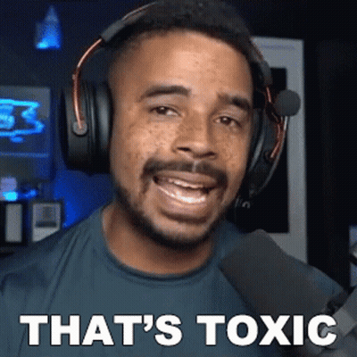 Man in Headphones Says That's Toxic at Microphone