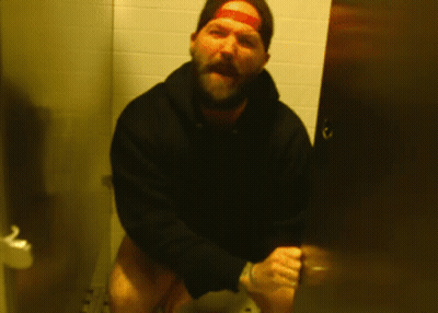 Man In Headphones Says There's No Place To Pee GIF
