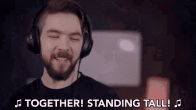 Man In Headphones Singing Together Standing Tall GIF