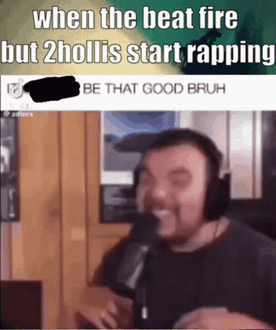 Man In Headphones Talking Into Microphone When The Beat Fire But 2 Hollis Start Rapping GIF