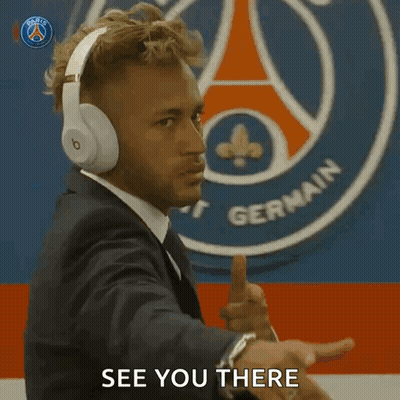 Man In Headphones Thumbs Up Paris Germain Logo GIF