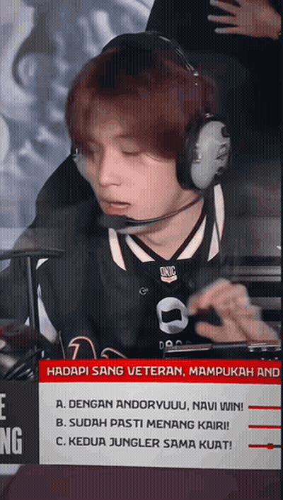Man In Headphones With Onic Shirt Playing Video Game GIF