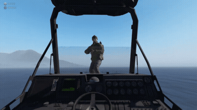Man In Helicopter Cockpit With Altitude Display GIF